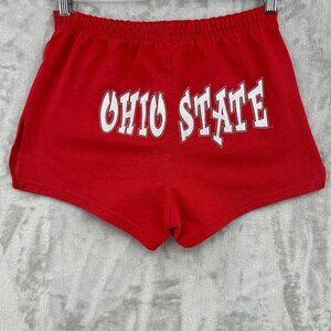 Ohio State Vintage Spellout Logo Red High Waisted Gym Shorts Soffe 2.5 Inch